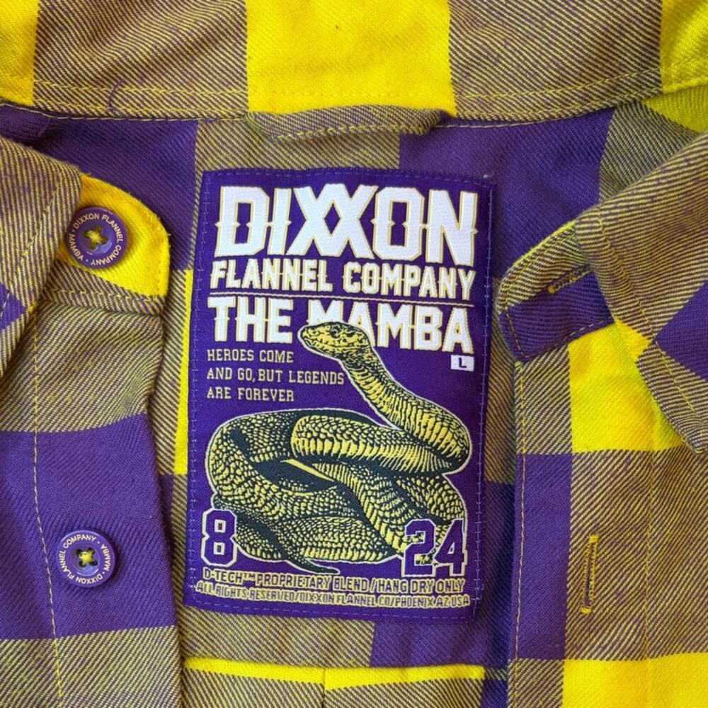 Dixxon Flannel Company The Mamba Shirt Men’s Large Purple Yellow Plaid Kobe 8 24